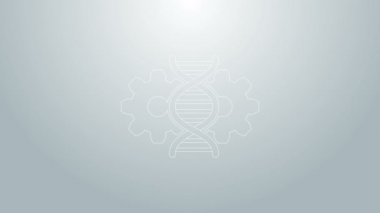 Mavi çizgi Gene düzenleme simgesi gri arkaplanda izole edildi. Genetik mühendisliği. DNA araştırması, araştırma. 4K Video hareketli grafik canlandırması