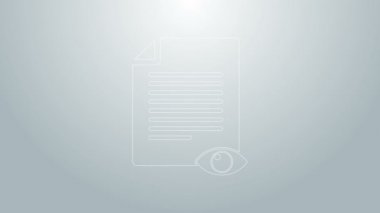 Gri arkaplanda göz sembolü simgesi olan mavi sayfa. Bilgi dosyası işaretini aç. 4K Video hareketli grafik canlandırması