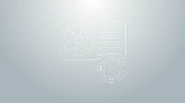 Mavi hat klima ve dişli ikonu gri arka planda izole edildi. Uygulama, servis konsepti, ayar seçenekleri, bakım, onarım, onarım. 4K Video hareketli grafik canlandırması