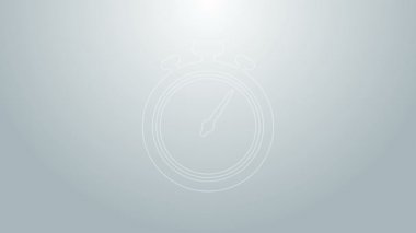 Mavi çizgi Stopwatch simgesi gri arkaplanda izole edildi. Zaman göstergesi. Kronometre işareti. 4K Video hareketli grafik canlandırması