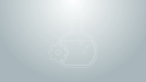 Modrá čára Ikona bioinženýrství izolovaná na šedém pozadí. Prvek genetiky a ikony bioinženýrství. Biologie, molekula, chemická ikálie. Grafická animace pohybu videa 4K — Stock video