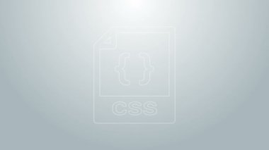 Mavi çizgi CSS dosya belgesi. Gri arkaplanda css düğmesi simgesi indir. CSS dosya sembolü. 4K Video hareketli grafik canlandırması