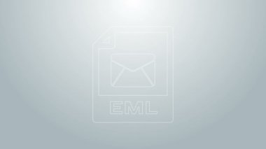 Mavi çizgi EML dosya belgesi. Gri arkaplanda eml düğmesi simgesi indir. EML dosya sembolü. 4K Video hareketli grafik canlandırması