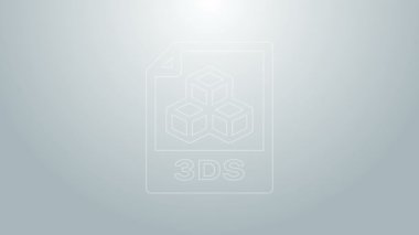 Mavi çizgi 3DS dosya belgesi. Gri arkaplanda 3ds düğmesi simgesi indir. 3DS dosya sembolü. 4K Video hareketli grafik canlandırması