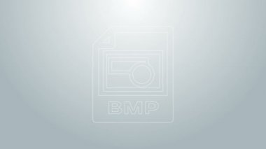 Mavi çizgi BMP dosya belgesi. Gri arkaplanda bmp düğmesi simgesi indir. BMP dosya sembolü. 4K Video hareketli grafik canlandırması