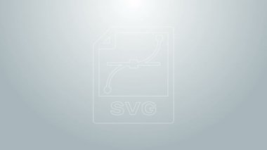 Mavi çizgi SVG dosya belgesi. Gri arkaplanda svg düğmesi simgesi indir. SVG dosya simgesi. 4K Video hareketli grafik canlandırması