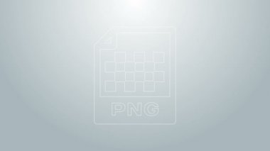 Mavi çizgi PNG dosya belgesi. Gri arkaplanda png düğmesi simgesi indir. PNG dosya simgesi. 4K Video hareketli grafik canlandırması