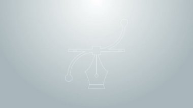 Mavi çizgi Bezier eğrisi simgesi gri arkaplanda izole edildi. Kalem aracı simgesi. 4K Video hareketli grafik canlandırması
