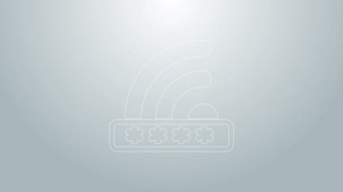 Mavi çizgi Wifi, gri arkaplanda işaret simgesini kilitledi. Şifre kablosuz ağ sembolü. Kablosuz ağ simgesi. Karı bölgesi. Sınırlı erişim. 4K Video hareketli grafik canlandırması