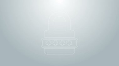 Mavi hat parola koruması ve gri arka planda izole edilmiş güvenlik erişim simgesi. Kilit simgesi. Güvenlik, güvenlik, koruma, gizlilik kavramı. 4K Video hareketli grafik canlandırması