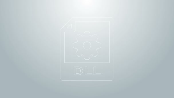 블루 라인 DLL 파일 문서. 회색 배경에서 분리 된 dll 버튼 아이콘을 다운로드 한다. DLL 파일 심볼. 4K 비디오 모션 그래픽 애니메이션 — 비디오