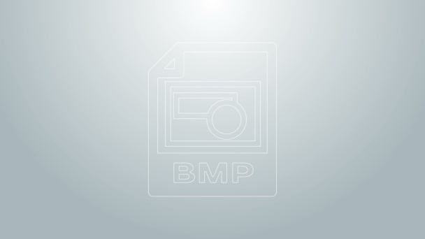 Documento del archivo BMP de línea azul. Descargar icono del botón bmp aislado sobre fondo gris. Símbolo del archivo BMP. Animación gráfica de vídeo 4K — Vídeo de stock