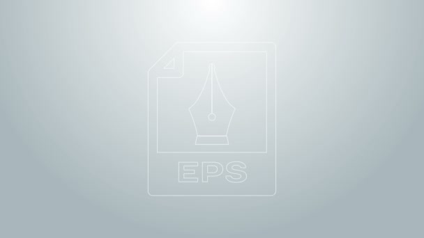 ブルーラインEPSファイルドキュメント。灰色の背景に隔離されたEPSボタンアイコンをダウンロードします。EPSファイルのシンボル。4Kビデオモーショングラフィックアニメーション — ストック動画