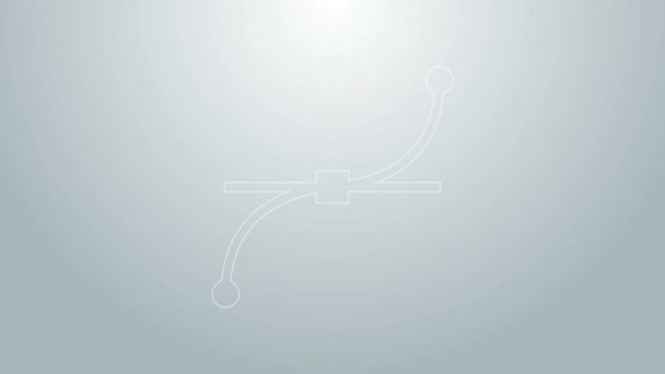 Blå linje Bezier kurva ikon isolerad på grå bakgrund. Pennverktygsikon. 4K Video motion grafisk animation — Stockvideo