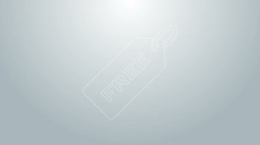 Üzerinde gri arkaplanda izole edilmiş ücretsiz simge olan mavi çizgi Price etiketi. Rozet fiyatına. Reklam etiketi indirimi. 4K Video hareketli grafik canlandırması