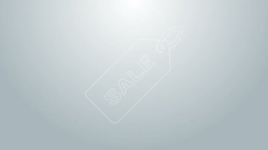 Üzerinde gri arka planda izole edilmiş bir satış simgesi olan mavi çizgi Price etiketi. Rozet fiyatına. Reklam etiketi indirimi. 4K Video hareketli grafik canlandırması