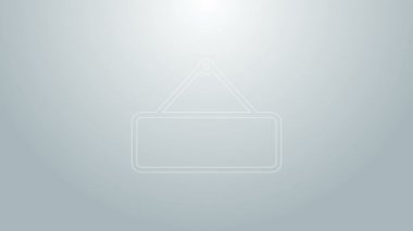 Mavi çizgi üzerine asılı simge gri arkaplanda izole edildi. Reklamlar için uygun bar, kafe, bar, restoran. 4K Video hareketli grafik canlandırması