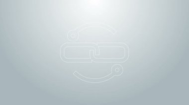 Mavi çizgi zincir hat simgesi gri arkaplanda izole edildi. Bağlantı bekar. 4K Video hareketli grafik canlandırması