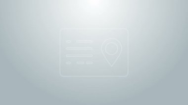 Mavi çizgi adres defteri simgesi gri arkaplanda izole edildi. Telefon rehberi. 4K Video hareketli grafik canlandırması