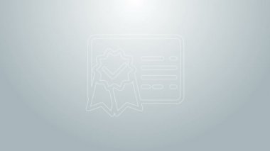 Mavi çizgi sertifika şablon simgesi gri arkaplanda izole edildi. Başarı, ödül, diploma, burs, diploma. İş başarısı sertifikası 4K Video hareketli grafik canlandırması