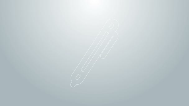 Linha azul Ícone da linha da caneta isolado no fundo cinza. Animação gráfica em movimento de vídeo 4K — Vídeo de Stock