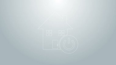 Mavi çizgi Akıllı ev simgesi gri arkaplanda izole edildi. Uzaktan kumanda. 4K Video hareketli grafik canlandırması