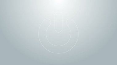 Mavi çizgi güç simgesi gri arkaplanda izole edildi. Başlat işareti. 4K Video hareketli grafik canlandırması