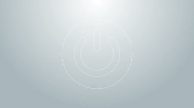 Mavi çizgi güç simgesi gri arkaplanda izole edildi. Başlat işareti. 4K Video hareketli grafik canlandırması