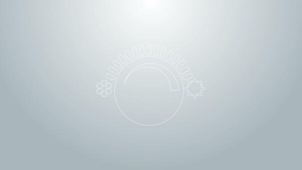Blaue Linie Thermostat-Symbol isoliert auf grauem Hintergrund. Temperaturregelung. 4K Video Motion Grafik Animation — Stockvideo