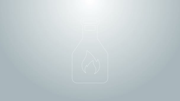 Blå linje Ketchup flaska ikon isolerad på grå bakgrund. 4K Video motion grafisk animation — Stockvideo