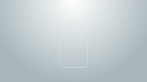 Blue line Ketchup bottle icon isolated on grey background. 4K Video motion graphic animation — Stock Video