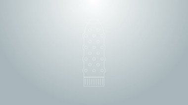 Blue line Dildo vibrator for sex games icon isolated on grey background. Sex toy for adult. Vaginal exercise machines for intimate. 4K Video motion graphic animation