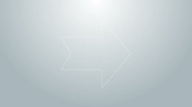 Mavi çizgi Arrow simgesi gri arkaplanda izole edildi. Yön Arrowhead sembolü. Navigasyon işaretçisi işareti. 4K Video hareketli grafik canlandırması