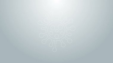 Mavi çizgi bakteri simgesi gri arkaplanda izole edildi. Bakteriler ve mikroorganizmalar, sebep olan mikroorganizma hastalıkları, hücre kanseri, mikrop, virüs, mantar. 4K Video hareketli grafik canlandırması