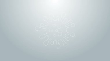 Mavi çizgi bakteri simgesi gri arkaplanda izole edildi. Bakteriler ve mikroorganizmalar, sebep olan mikroorganizma hastalıkları, hücre kanseri, mikrop, virüs, mantar. 4K Video hareketli grafik canlandırması