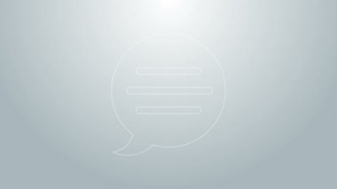 Mavi çizgi konuşma balonu sohbet simgesi gri arkaplanda izole edildi. İleti simgesi. İletişim ya da yorum sohbet sembolü. 4K Video hareketli grafik canlandırması