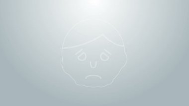 Yüz simgesindeki mavi çizgi iltihabı gri arkaplanda izole edildi. 4K Video hareketli grafik canlandırması