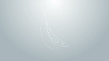 Gri arkaplanda mavi çizgili fasulye ikonu var. 4K Video hareketli grafik canlandırması