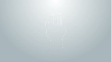 Mavi Çizgili El sedef hastalığı veya egzama ikonu gri arka planda izole edilmiş. Alerjene veya kronik vücut sorununa karşı insan derisi tepkisi kavramı. 4K Video hareketli grafik canlandırması