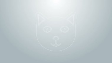 Mavi çizgi evcil hayvan simgesi gri arkaplanda izole edildi. 4K Video hareketli grafik canlandırması