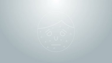 Sedef hastalığı ya da egzama ikonu olan mavi çizgili yüz gri arka planda izole edilmiş. Alerjene veya kronik vücut sorununa karşı insan derisi tepkisi kavramı. 4K Video hareketli grafik canlandırması