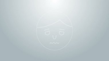 Gri arka planda aşırı terleme ikonu olan mavi çizgi adamı. 4K Video hareketli grafik canlandırması