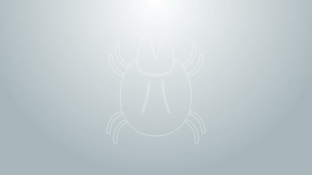 Kék vonal Parazita atka ikon elszigetelt szürke alapon. 4K Videó mozgás grafikus animáció — Stock videók