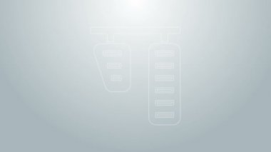 Mavi çizgi araba gazı ve fren pedalları gri arka planda izole edilmiş. 4K Video hareketli grafik canlandırması