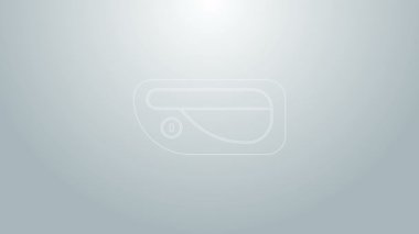 Mavi çizgi araba kapı kolu ikonu gri arka planda izole edildi. 4K Video hareketli grafik canlandırması