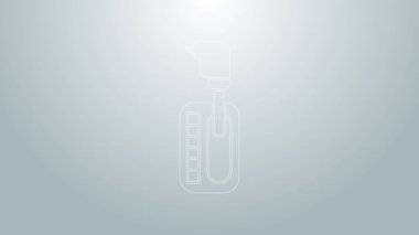 Mavi çizgi vites değiştiren simgesi gri arkaplanda izole edildi. İletişim simgesi. 4K Video hareketli grafik canlandırması