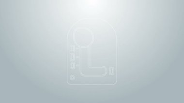 Mavi çizgi vites değiştiren simgesi gri arkaplanda izole edildi. İletişim simgesi. 4K Video hareketli grafik canlandırması