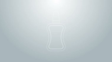 Mavi çizgi tırnak cilası ikonu gri arka planda izole edilmiş. 4K Video hareketli grafik canlandırması