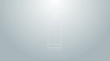 Mavi çizgi krem ya da gri arkaplanda izole edilmiş losyon kozmetik tüp ikonu. Erkekler için vücut bakım ürünleri. 4K Video hareketli grafik canlandırması