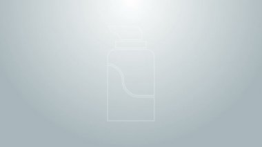 Mavi çizgi krem ya da gri arkaplanda izole edilmiş losyon kozmetik tüp ikonu. Erkekler için vücut bakım ürünleri. 4K Video hareketli grafik canlandırması